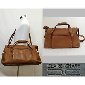 Claire Chase La Grange Duffel Bag Leather Carry On w/ Crossbody Strap #Z5030
